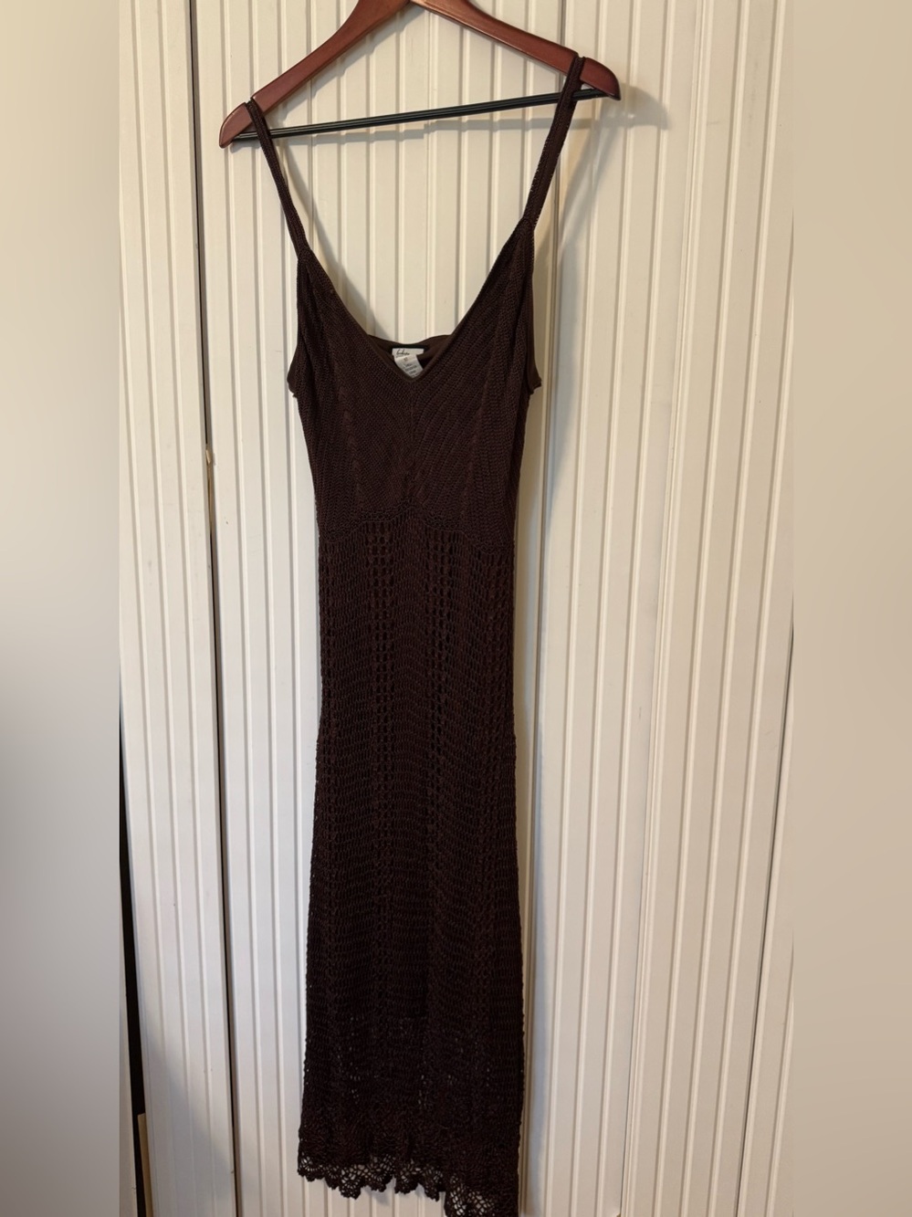 Believe Brown Crochet Dress Sleeveless 10 Bohemian Hippie Wedding Guest Coastal